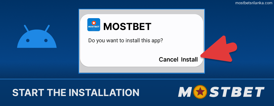 Tap "Install" button to start installation Mostbet app
