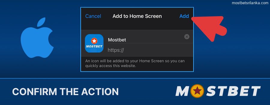 Confirm adding Mostbet to your Home Screen